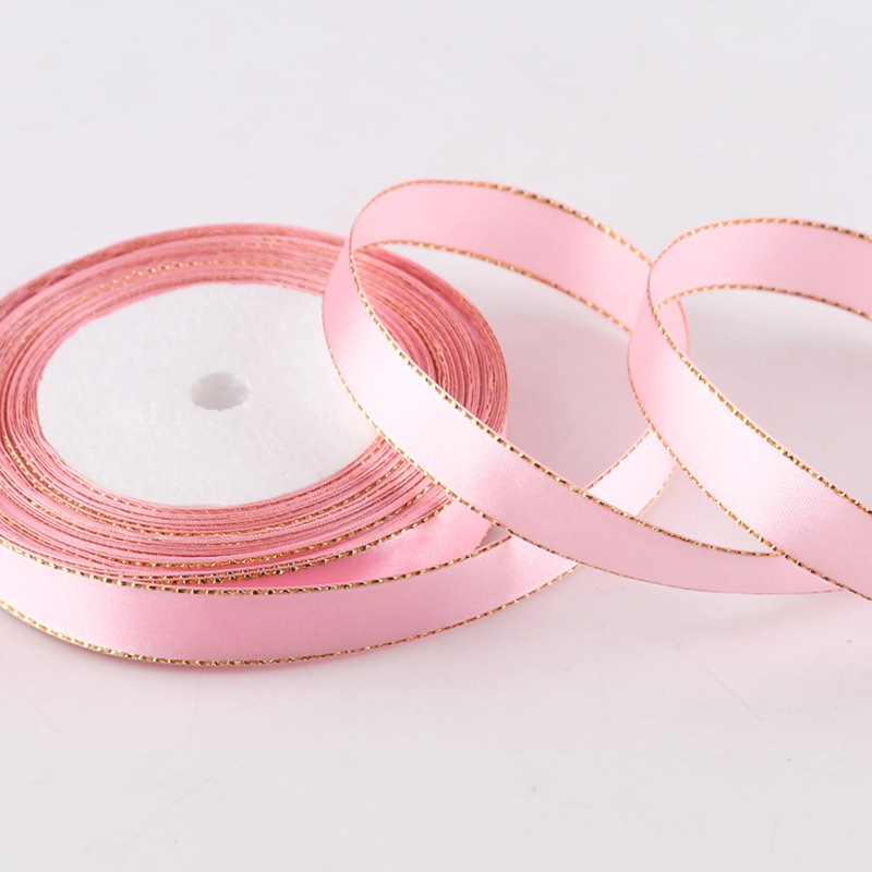 双金边粉色丝带礼物包装装饰绑带