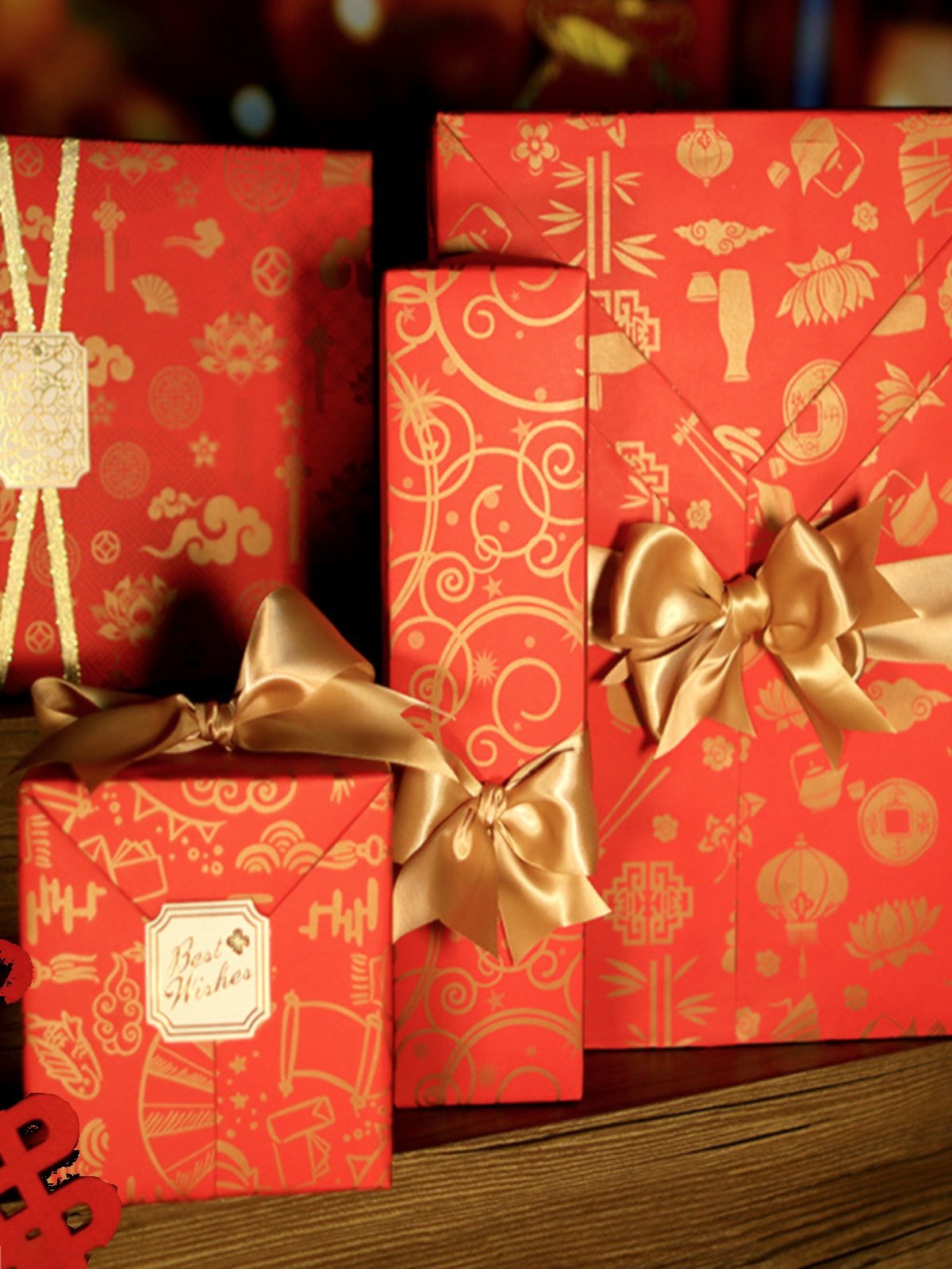 축제 궁전 스타일 웨딩 빨간색 선물 포장지 생일 고급 선물 종이 선물 상자 수제 포장지