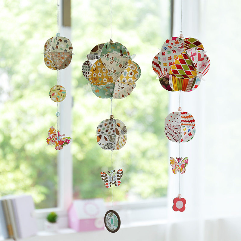 缤纷彩球感恩节圣诞节装饰彩球灯笼挂饰品纸质手工diy彩球材料包