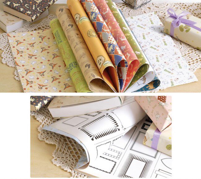 한국어 문구 가방 책 종이 다채로운 선물 포장지 작은 신선하고 아름다운 귀여운 숲 스타일 가방 책 표지 종이