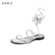 热辣街拍 JOOC玖诗平底凉鞋 女2025夏季 新款 仙女风水钻蝴蝶凉拖