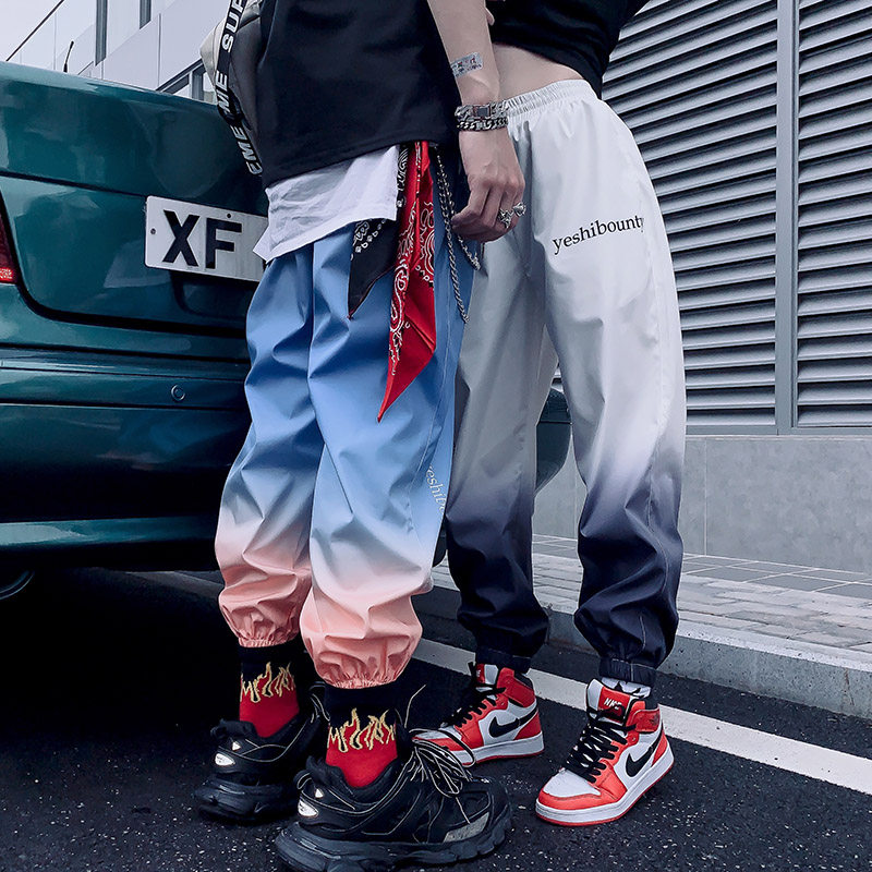 Guochao ins Hip hop oversize Gradient color student Easy hiphop lovers men and women leisure time Sports pantsin the Women's clothing/Boutique , Pants , Casual pants  category - from Buy2taobao.com to provide professional Taobao agent buy service