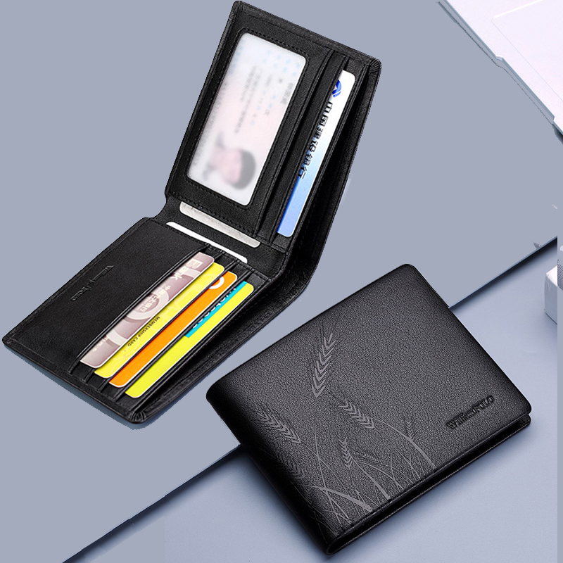 WilliamPOLO真皮男士钱包驾驶证卡包多卡位牛皮短款麦穗压花