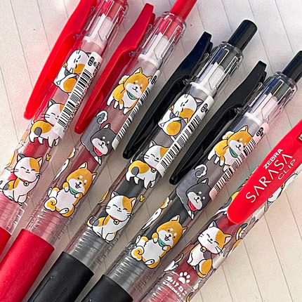 日本ZEBRA斑马中性笔柴犬猫咪联名限定款JJ15中性笔黑色水笔0.5稀有学生用考试刷题黑笔签字笔高颜值日系ins