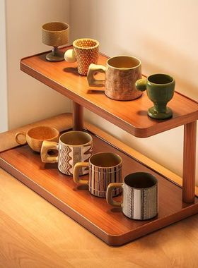 桌面置物架杯子收纳架台面桌面水杯咖啡杯小型杯架子茶具摆件架