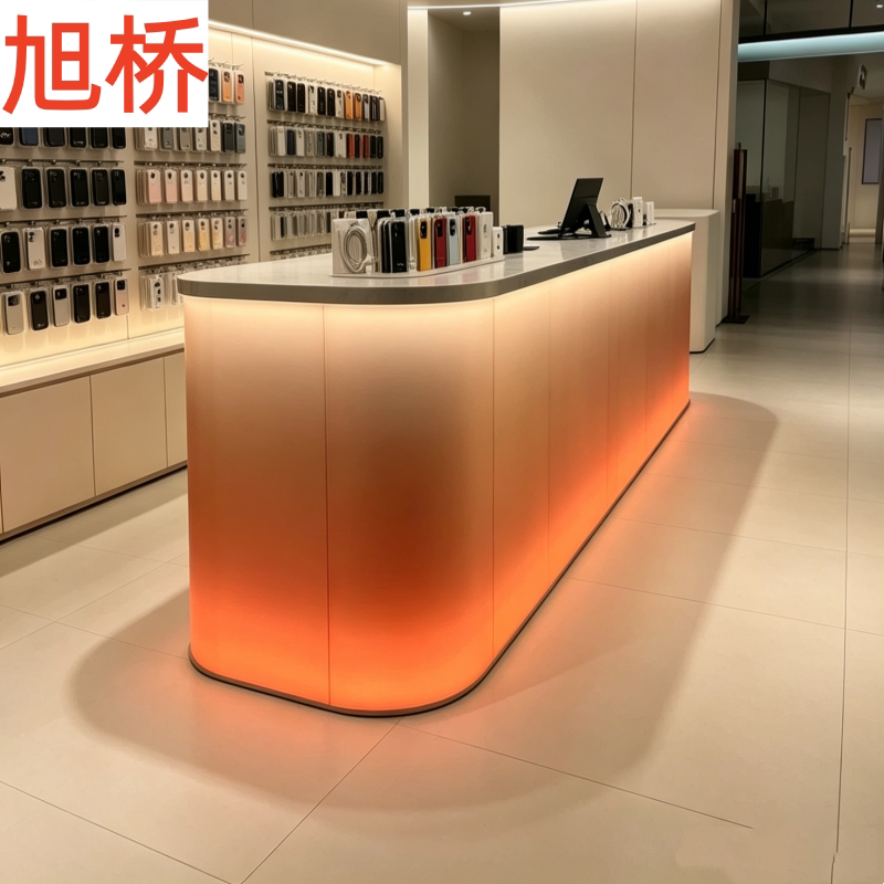 现代简约弧形LED渐变收银台