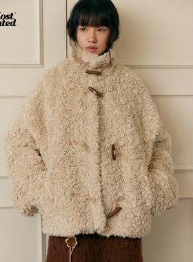 mostwantedlab立领牛角扣仿羊羔毛短外套