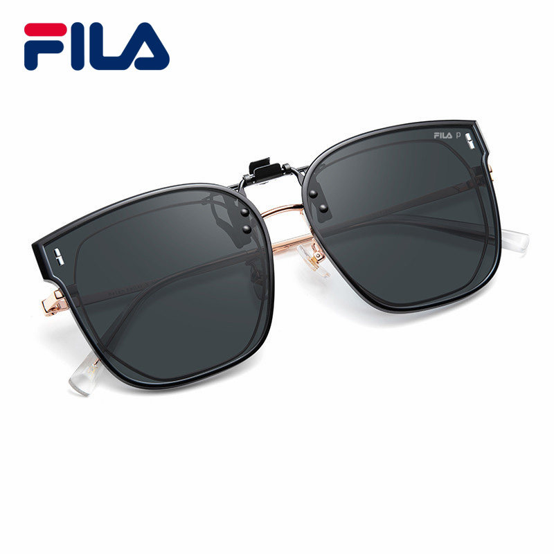 FILA斐乐偏光墨镜夹片开车钓鱼近视眼镜大号可上翻防晒男太阳眼镜