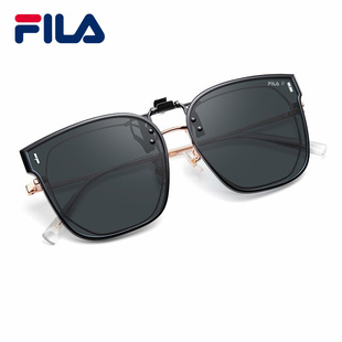 FILA斐乐偏光墨镜夹片开车钓鱼近视眼镜大号可上翻防晒男太阳眼镜