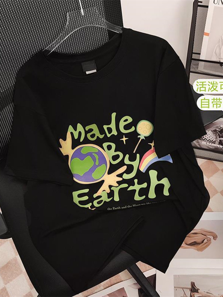 일선 대형 브랜드 대외 무역 수출 라벨 제거 미국 복고풍 프린트 티셔츠 여성용 디자인 틈새 탑