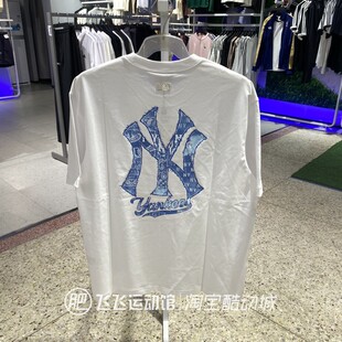 新款正品MLB大标图案印花时尚圆领凉感男女情侣运动休闲短袖T恤