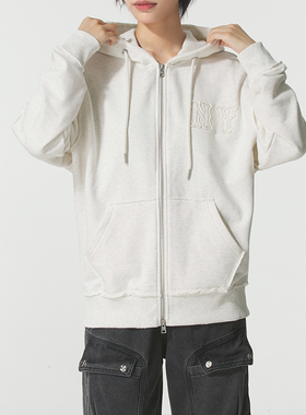 春秋正品新款MLB连帽简约纯色男女时尚运动休闲针织夹克外套ATRB