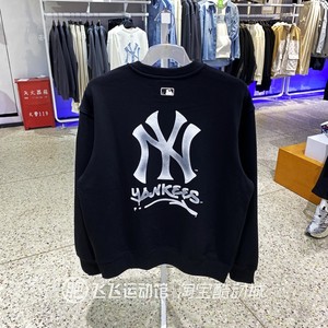 2025春正品MLB简约LOGO百搭男女运动休闲针织卫衣套头衫AMTB