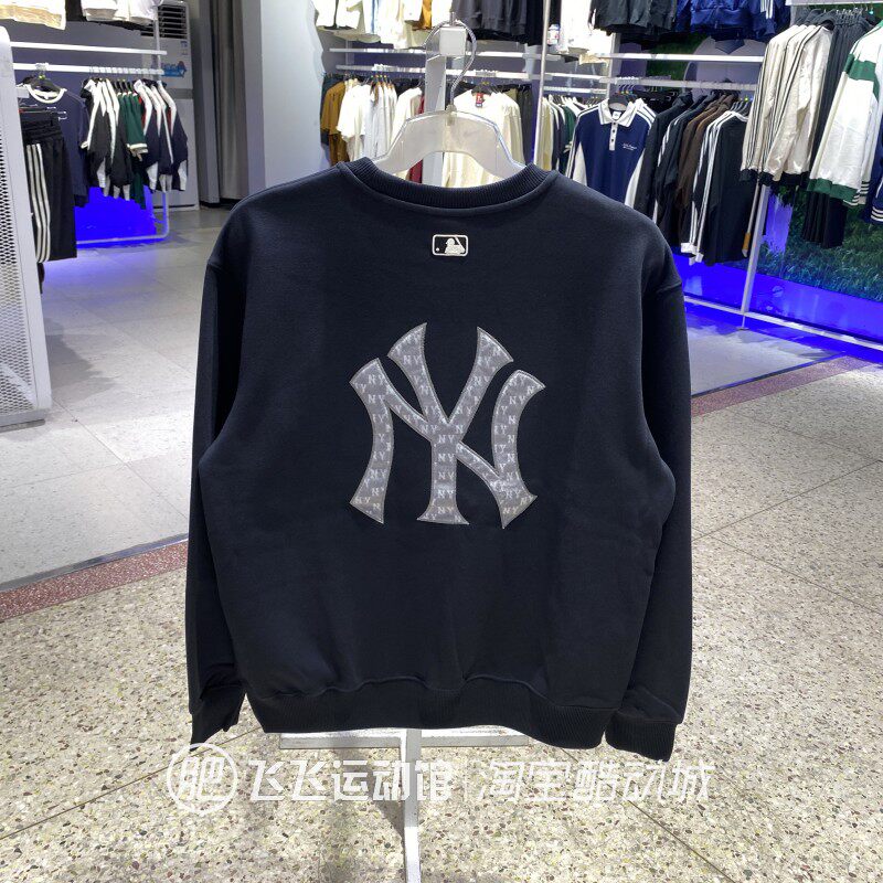 正品MLB图案针织休闲卫衣套头衫