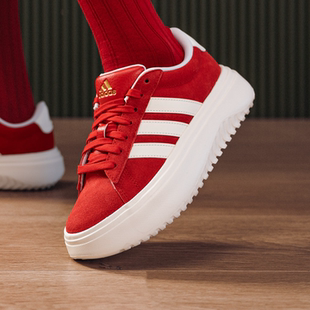 正品Adidas阿迪达斯反毛厚底马年新年款女鞋低帮运动休闲鞋KJ2065