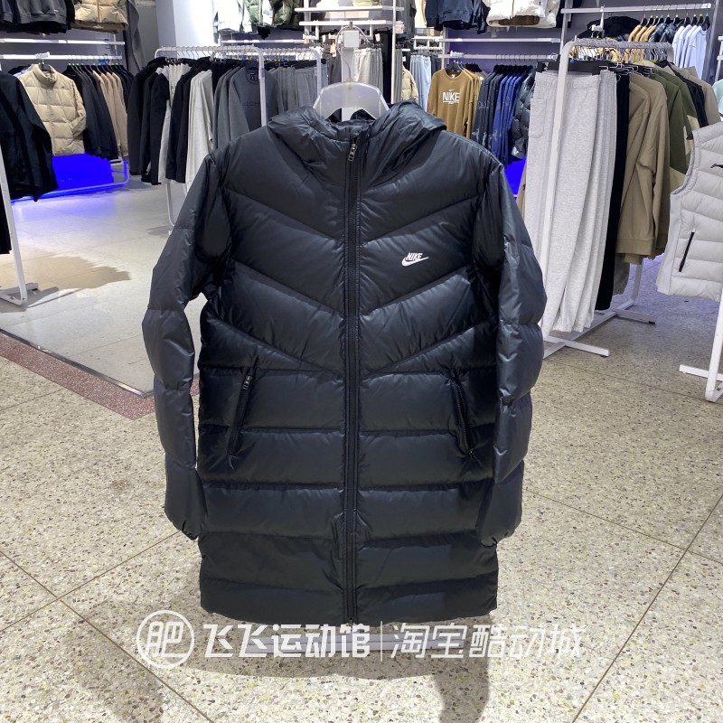 耐克大LOGO连帽中长款羽绒服
