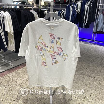 正品新款MLB图案LOGO大标透气百搭圆领男女情侣运动休闲短袖T恤