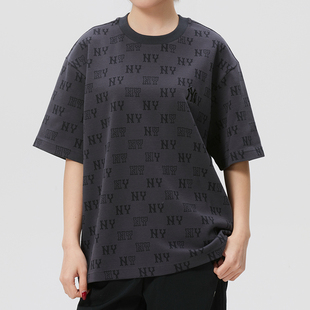 夏季新款正品MLB老花满花字母百搭圆领男女情侣运动休闲短袖T恤