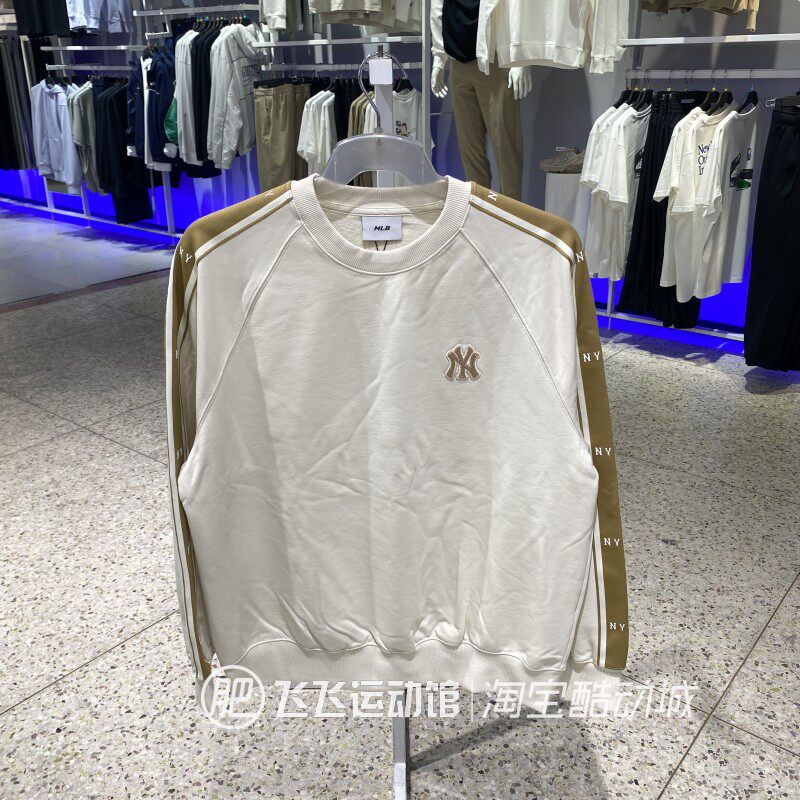 秋正品新款MLB串标NY圆领百搭男女运动休闲针织卫衣套头衫AMTM