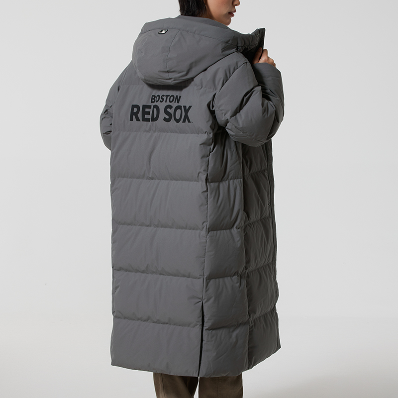 正品MLB连帽长款羽绒服鹅绒服