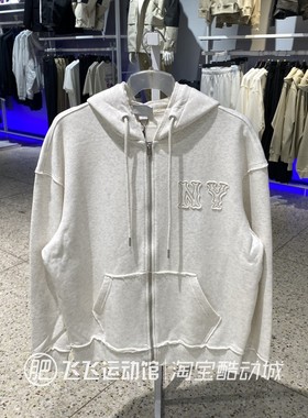 秋新款正品MLB字母NY连帽时尚情侣男女运动休闲针织夹克外套ATRB