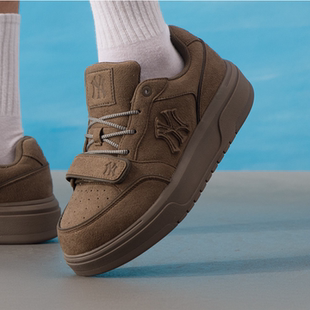 新款正品MLB暗纹拼接老花百搭时尚LOGO潮流男女情侣运动休闲板鞋