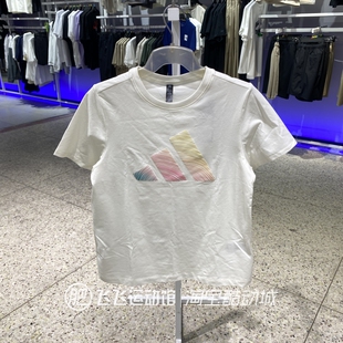 夏季正品ADIDAS阿迪达斯圆领LOGO透气女装运动休闲短袖T恤KX2757