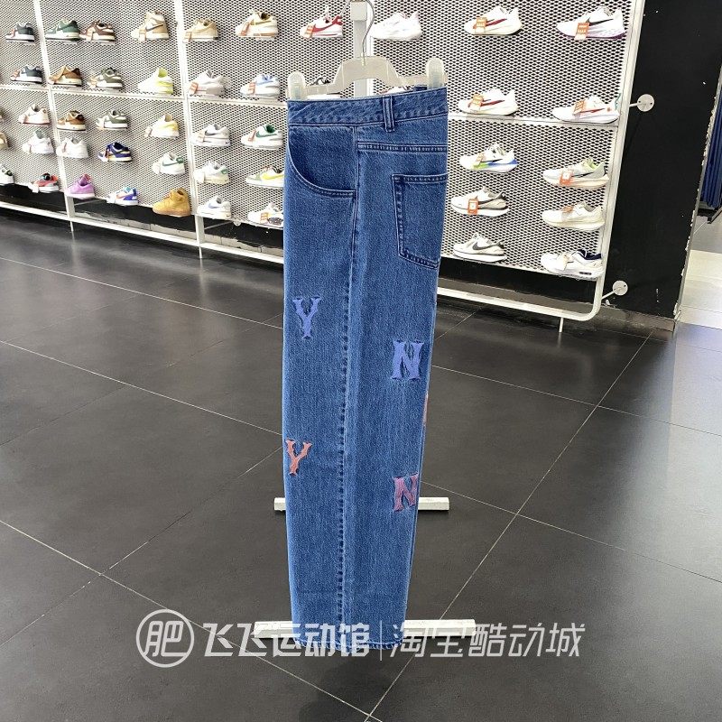 신품 MLB 스타일 스트리트 패션 다재다능한 와이드 레그 스트레이트 레트로 캐주얼 청바지 3FDPB0141