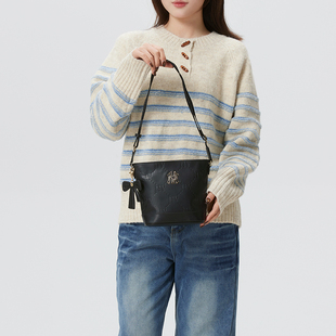 正品MLB新款老花暗纹经典时尚百搭儿童款可调节单包斜跨水桶包