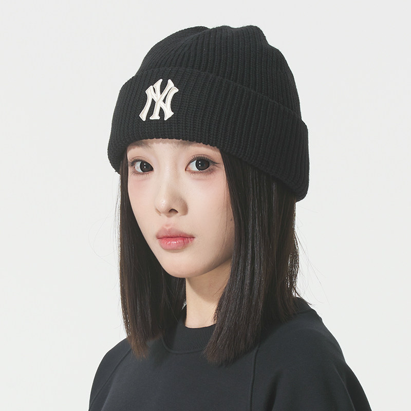 新款正品MLB刺绣LOGO保暖时尚情侣男女运动休闲绒线帽针织毛线帽