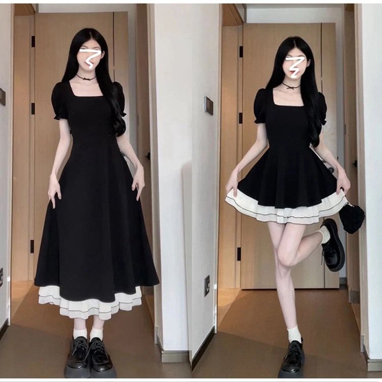 大码胖mm法式高级感赫本风千金感小黑裙女夏季小众衣裙图片