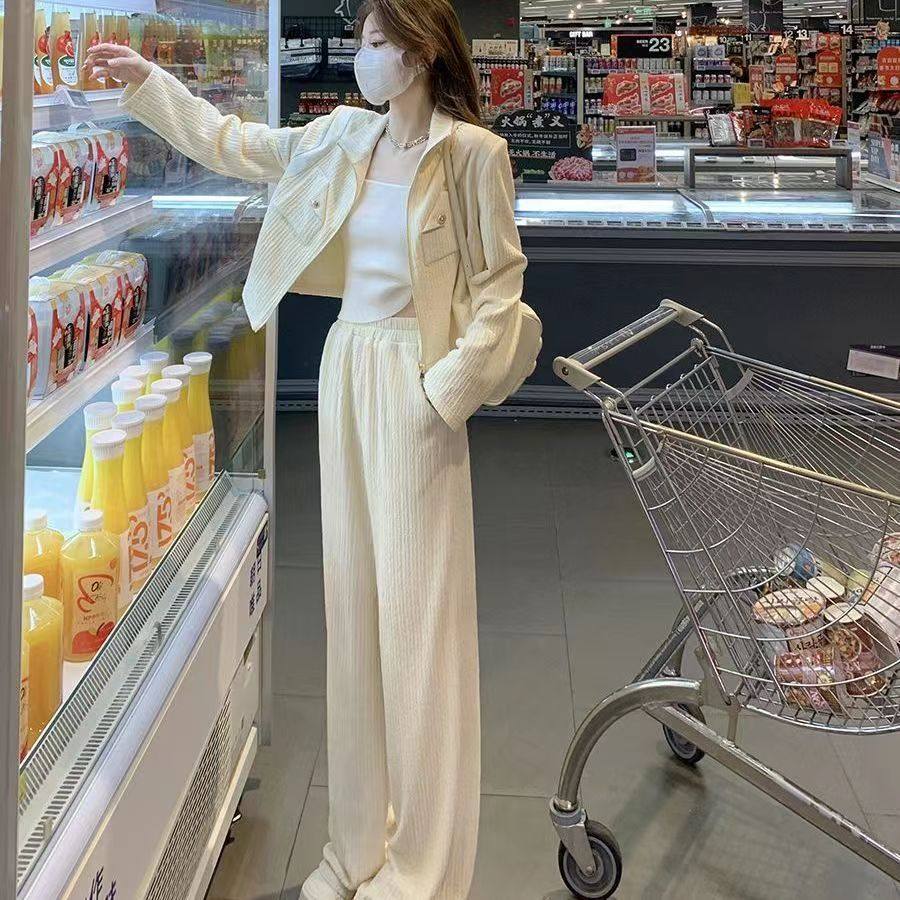 小香风时尚休闲运动套装女春秋季新款短款外套垂感阔腿裤两件套潮,女装/女士精品,连体衣/裤,淘宝优惠券,粉丝福利购,淘宝优惠卷