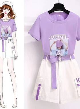 闺蜜姐妹装女生夏装两件套初中学生一套衣服小个子显高运动套
