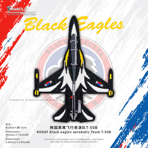 ROKAF黑鹰飞行表演队T50机型章魔术贴black eagles patch首尔ADEX