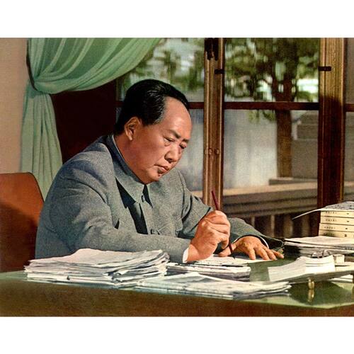 毛主席画像1961在广州客厅海报贴画背胶伟人海报照片装饰墙贴自粘