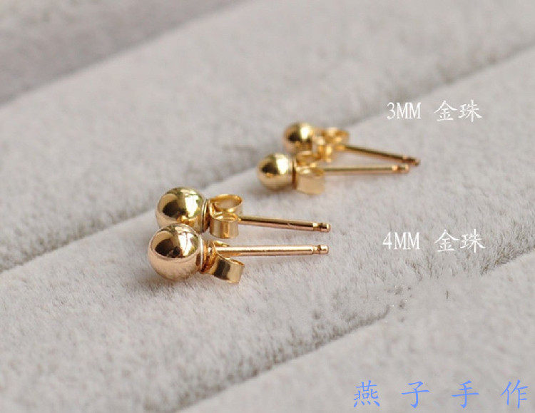 特价金豆豆耳钉925纯银美国14K包金转运金珠耳环不掉色极简百搭款
