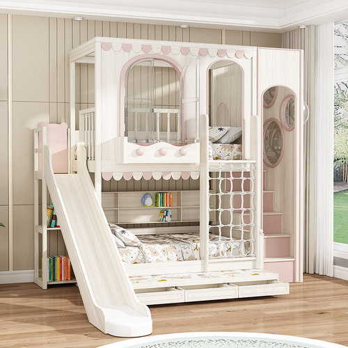 丹麦BASEROOM树屋床实木儿童床滑梯梯柜攀爬网高架床护栏