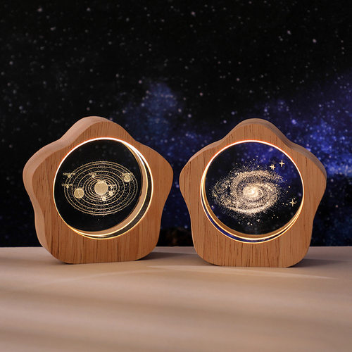 创意发光星星水晶小摆件星空水母卧室书房桌面装饰情人节女友礼物