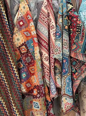 云南民族风仿棉麻布 复古服装民宿装饰桌布 沙发抱枕靠垫涤棉面料