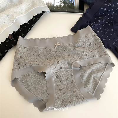 微醺森林纯棉无痕碎花少女内裤