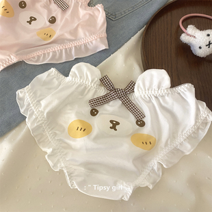 纯棉裆冰丝中腰透气 可爱日系少女洛丽塔内裤 ： 软萌小熊酱