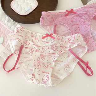 性感三角女士纯棉裆 甜甜kt纯欲镂空绑带内裤 小猫心事滴答