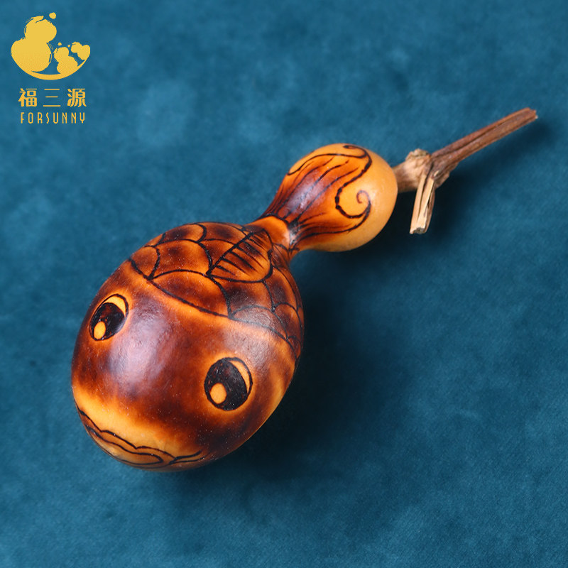 葫芦烙画摆件文玩异形手把件蚂蚁肚盘玩随形烫画鱼瓶子非遗工艺品
