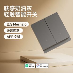 灰色肤感智能开关已接入米家APP蓝牙2.0双控支持语音控制家用零火
