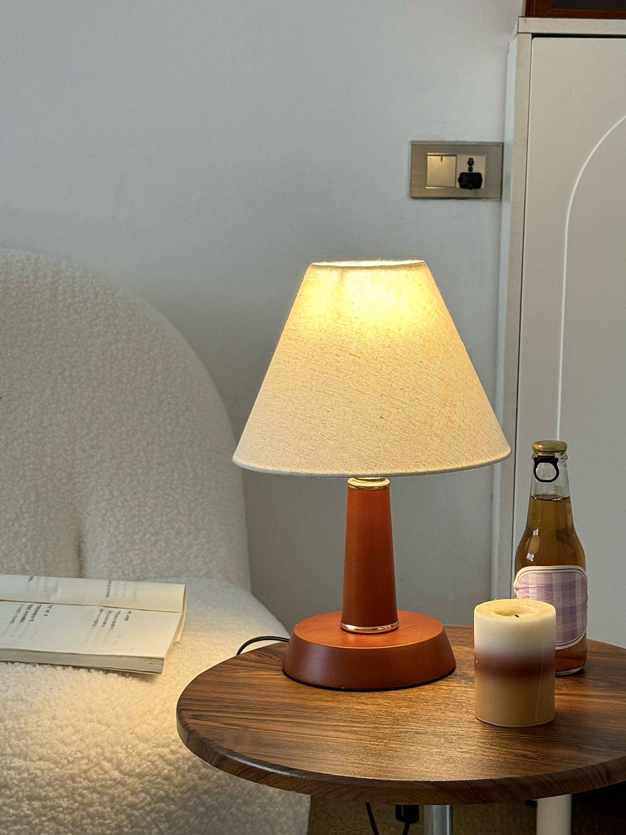 中古风复古实木布艺台灯阅读小夜灯宋代美学卧室书桌床头灯氛围灯