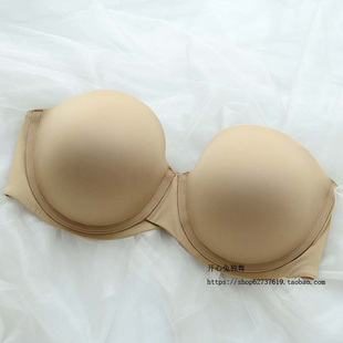 稳稳杯 大胸无肩带内衣防滑光面大码美背半杯抹胸
