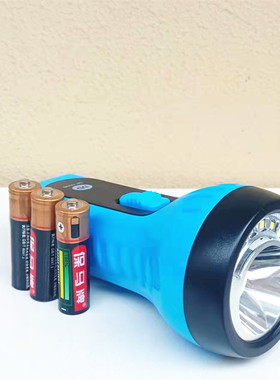 led手电筒5号电池塑料强光手电家用老人远射老式工程安防老人手灯