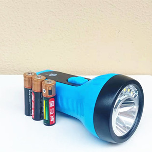 led手电筒5号电池塑料强光手电家用老人远射老式工程安防老人手灯