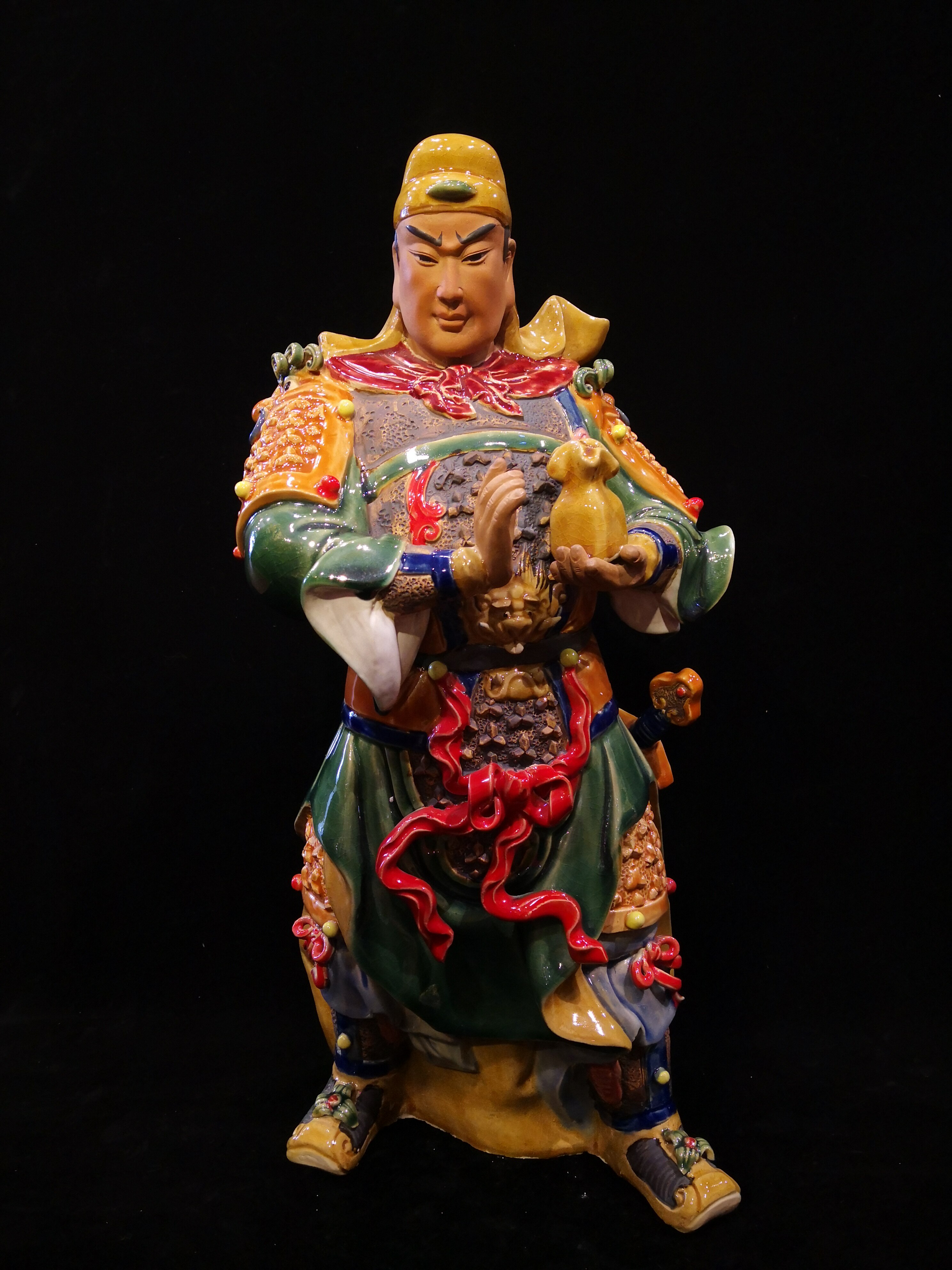 关平周仓护法神像关公财神玄关石湾陶瓷公仔客厅工艺供奉吉祥摆件