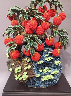 石湾陶瓷细水长流满堂红仿真水果苹果荔枝客厅玄关中式摆件伴手礼